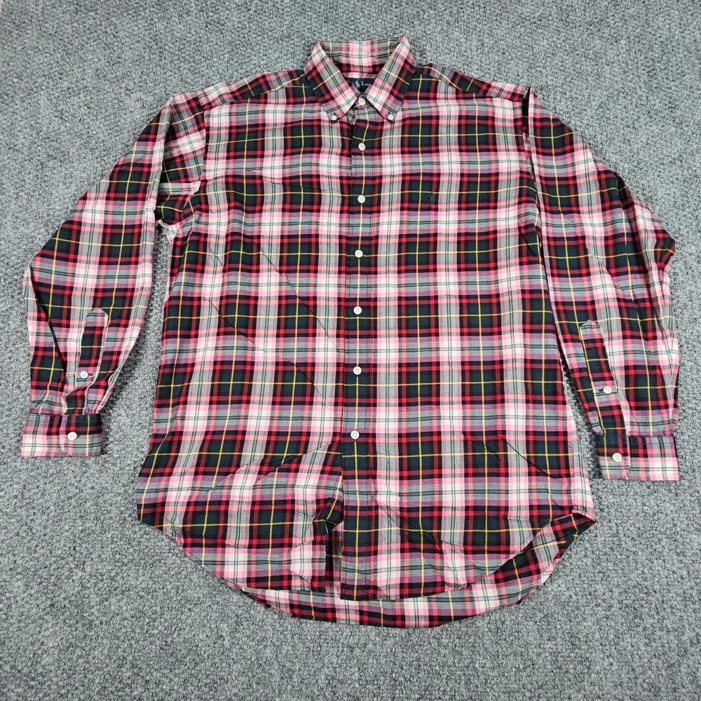 Ralph Lauren Blake Plaid Button Down Shirt Men's‎ Medium Cotton Long Sleeve